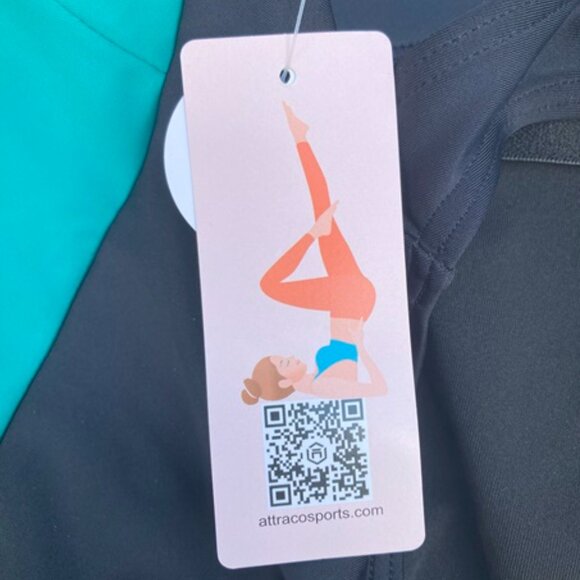 NWT- One Piece Athletic Lap Swimming Competition Racing Swimsuit- Black and Teal - Picture 6 of 9